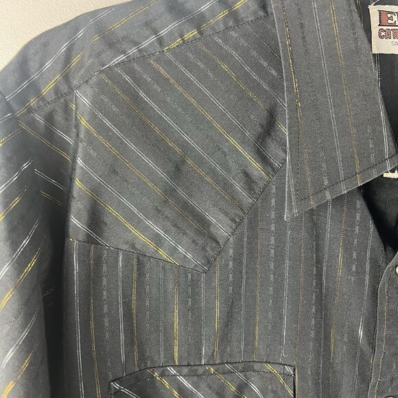 Vintage Ely Cattleman Pinstripe Pearl Snap Men’s Shirt Size XL Western Cowboy - Picture 2 of 5